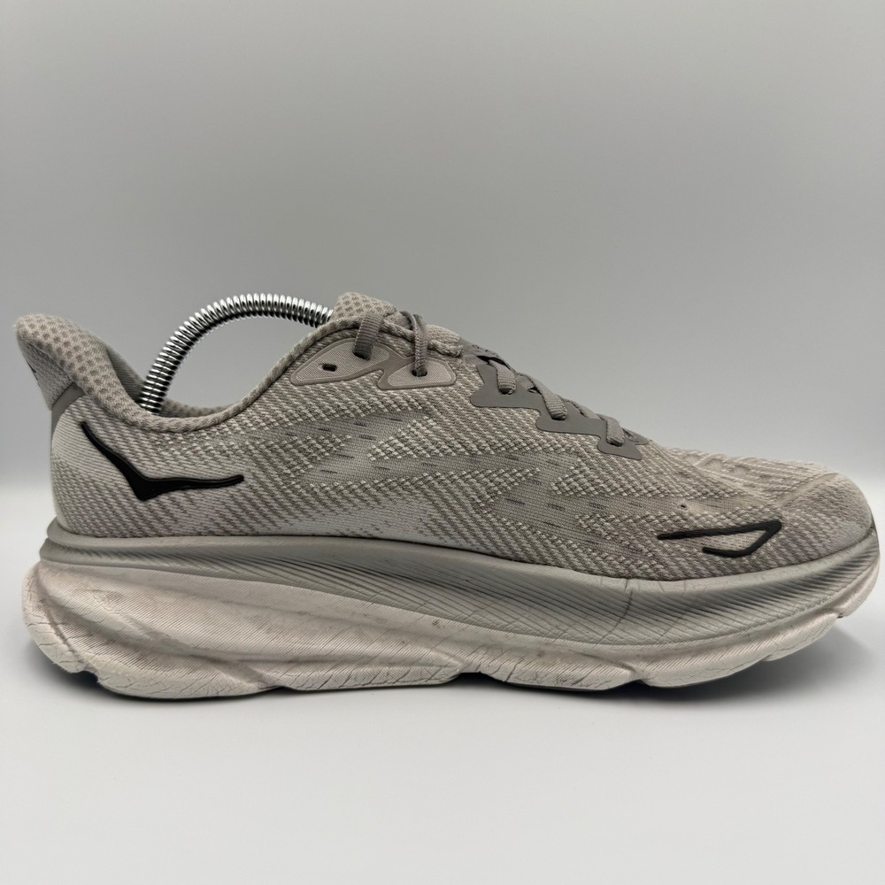 Hoka One One Clifton 9 Men's Size 9.5 Grey White Running Shoes Athletic Sneakers - Picture 4 of 10